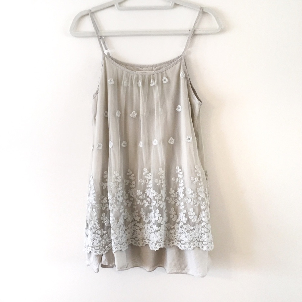 Blue Hat | Lacy Floral Tank Top